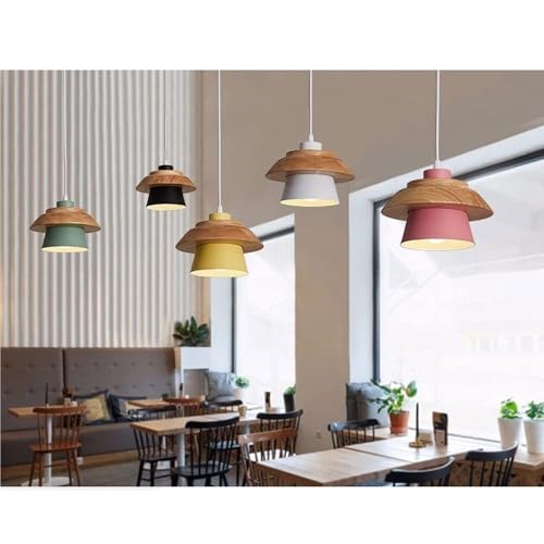 Lustre créatif en aluminium E26 et bois massif sombre pour un éclairage suspendu chic.