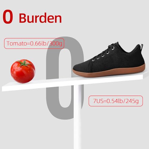 Image of Non Slip Work Shoes for Women Wide Toe Box Food Service Shoes for Chef Kitchen, Restaurant, Hospital Black Slip Resistant Walking Zero Drop Sneakers 5w - 11w