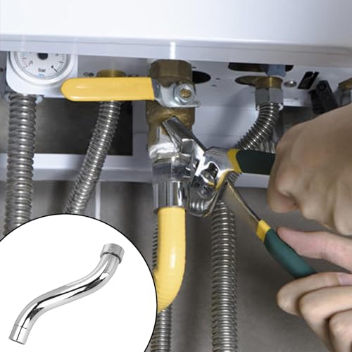 HERKINDNESS S-Rohrauslauf, 3/4 Zoll Wasserhahn Auslauf, Edelstahl S-Auslauf, Drehbares Design Rohrauslauf für Armatur, Geeignet für Badezimmer, KüchenspüLen, Balkone