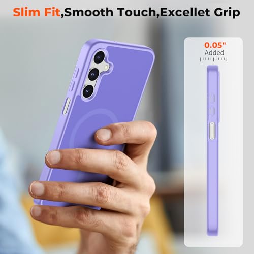 Image of SUPFINE Magnetic for Samsung Galaxy A16 5G Case with Screen Protector, (Built-in Magnets) (Military Grade Drop Protection) Slim Translucent Shockproof Phone Case,Purple