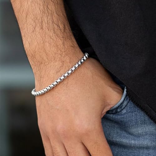 Pulsera de plata 925 eslabón caja 5mm 7 pulgadas miniatura 4