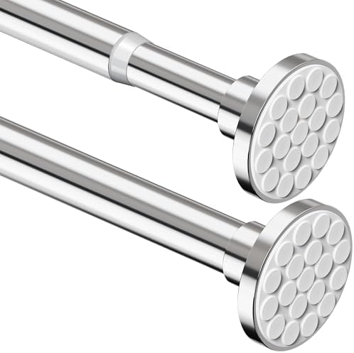 Gardinenstange Extra Länge Duschstange ohne Bohren Teleskopstange Vorhang Ausziehbar Gardinenstange für Badezimmer,Schlafzimmer Silber(85-270CM Φ32mm)