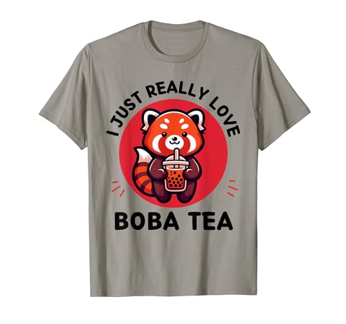 Panda rojo Kawaii I Just Really Love Bubble Tea Lover Camiseta