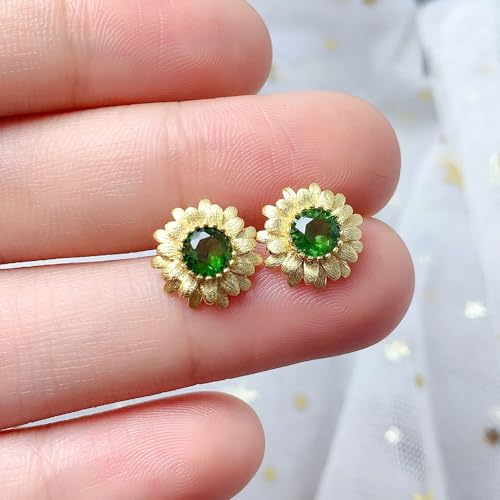 Boucles d'oreilles vert chrome diopside en argent sterling 925