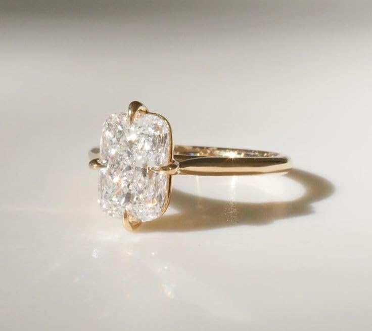 3 CT Elongated Cushion Cut Diamond Engagement Ring, 14k Solid Gold Compass Prong Cushion Cut Solitaire Ring, Solitaire Conflict Free Ring,Wedding Ring for Women,Gifted For her,Size 3-12.