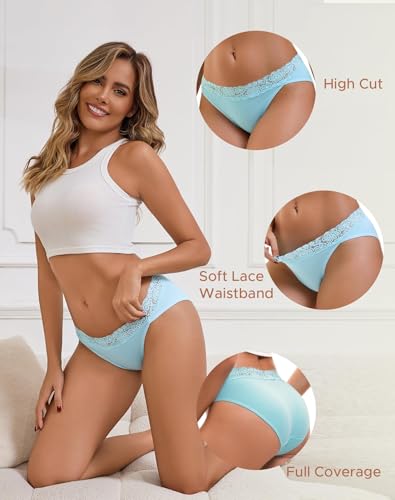 INNERSY Women's Cotton Bikini Underwear High Cut Lace Hipster Panties 4-Pack2