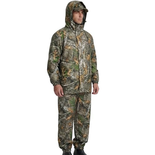 Image of LOOGU Men's Rain Suit - Rain Gear for Men Waterproof, Lightweight Rain Coat, Breathable Mens Rain Jackets Hood and Pants