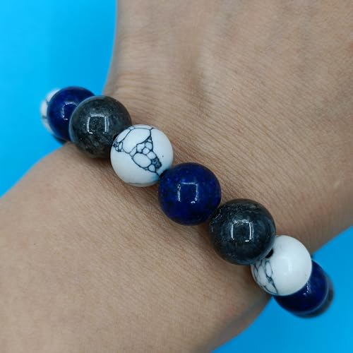 Protection Bracelet for Men Women - Silver Obsidian & White Turquoise Healing Bracelet - Handmade 10mm Beads Chakra Energy Healing Bracelet - Pulseras Para Hombres Adjustable Bracelet Gift for Mother4