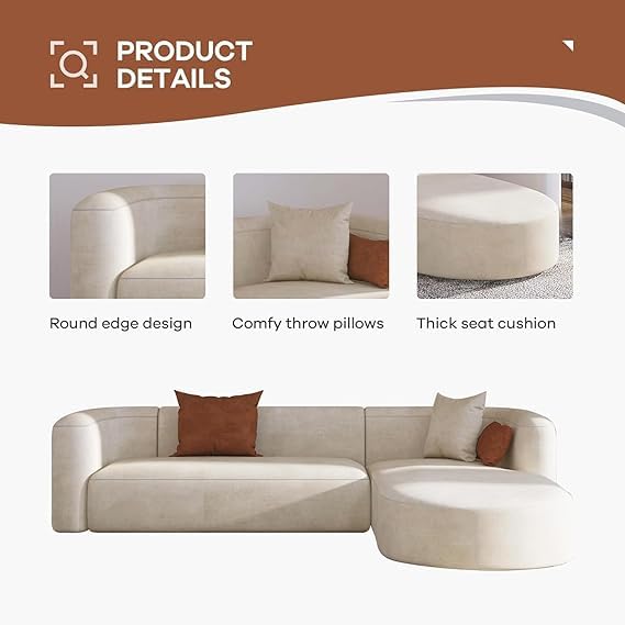 Image of Modern Classic 4 Seater Velvet Tufted Chesterfield Sofa for Living Room and Office (Pillows Included) (L Shape Left)