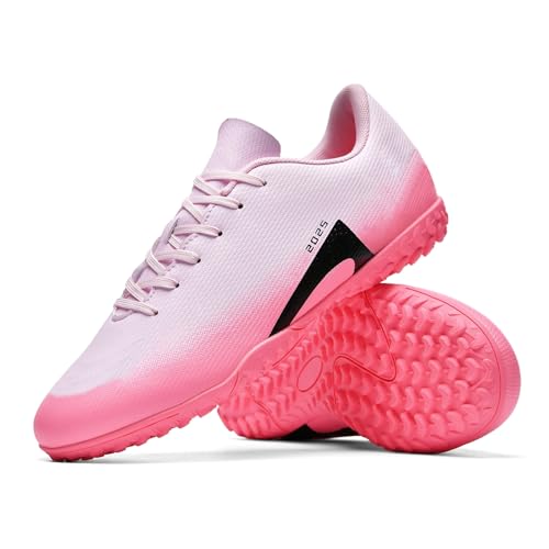 GODLARK Soccer Cleats Mens Womens Turf Soccer Shoes Indoor for Kids Youth Football Cleats Big Boys Small Spikes FG TF Football Boots Training Sneaker (2286 Fen TF_37)