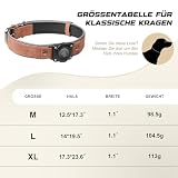 Halsband Hund Leder mit Air Tag Halter, Airtag Hundehalsband IPX8 Wasserdicht,Weich und Bequem, Reflektierend, Verstellbare Polsterung, Geeignet für Mittlere Große Hunde (Braun, L(14'-19.5'))