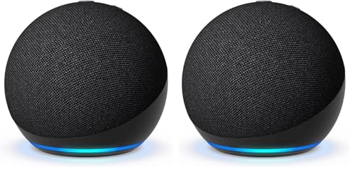 Echo Dot (5.ª generación, modelo de 2022) | Altavoz inteligente wifi y Bluetooth con Alexa, con sonido más potente y de mayor amplitud | Antracita (Paquete de 2)