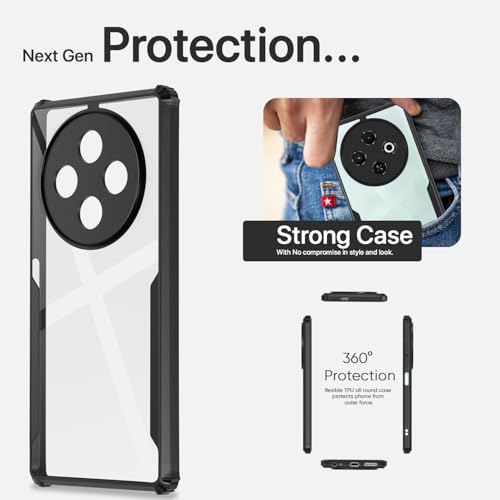 Image of Pikkme Crystal Clear Transparent Back Cover | Ultra Hyrbid | Full Camera Protection | Raised Edge | Bumper Case for Tecno Spark 30C (Black)