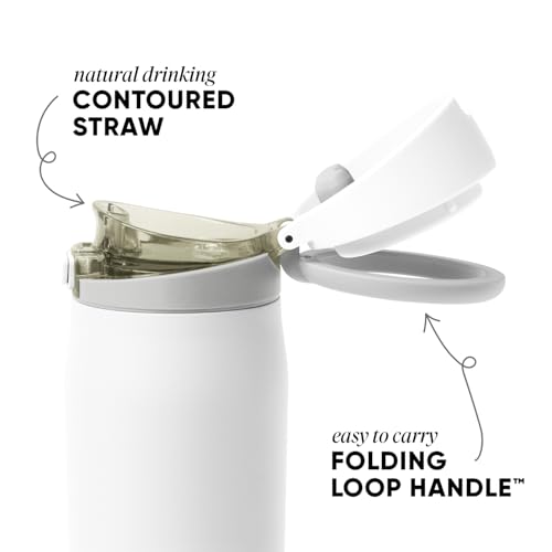 Simple Modern Mesa Loop Water Bottle with Straw | 24oz Cup Holder Friendly Insulated Stainless Steel Bottles for Travel, Sports and School | Winter White