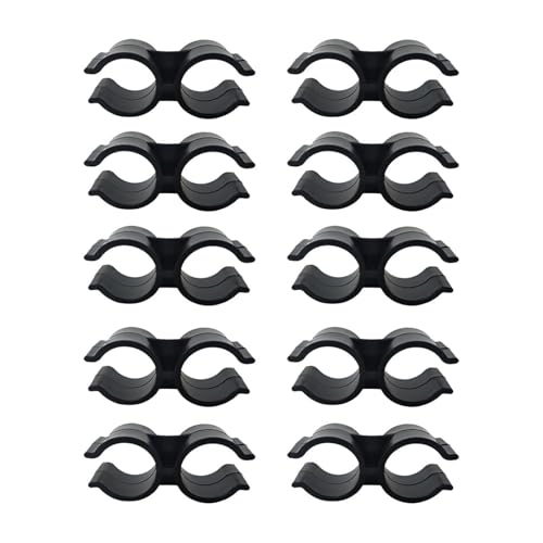 10 clips dobles para abrazadera de tubo, de plástico PVC, conector de poste de estante de cadena, abrazaderas de panel de valla, accesorios de sujeción, color negro