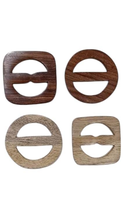 TREND N TRADE MACRAME USE BELT BUCKLE IN WOOD FOR MACRAME ARTIST/BELT MAKING/ART N CRAFT ETC SET OF 4 PCS (2 BROWN & 2YELLOWISH)-image-26