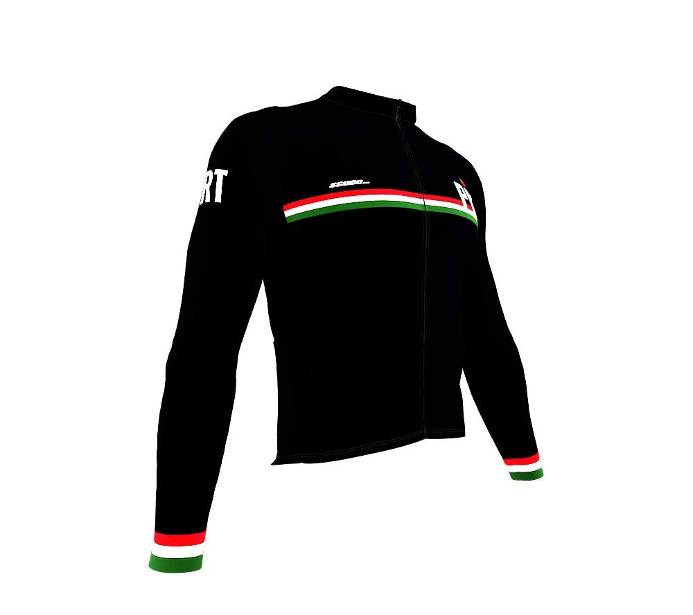 ScudoPro Pro Thermal Long Sleeve Cycling Jersey Country Code Portugal for Men - Size XL Black