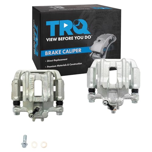 Image of TRQ Rear Driver and Passenger Side Brake Caliper Set Caliper Brackets Hardware Compatible with 91-95 Acura Legend 96-98 Acura RL 95-98 Honda Odyssey 96-99 Isuzu Oasis