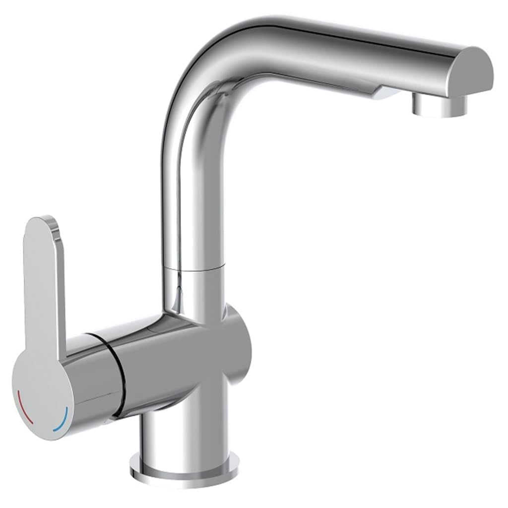 SCHÜTTE 79710 bateria umywalkowa London, bateria łazienkowa, jednouchwytowa z prysznicem i zestawem odpływowym, chromowana