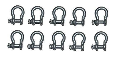 MarineNow 1/4" US Type Drop Forged Galvanized Bow Shackle with Over Size Screw Pin for Anchor, Towing, Off Road Recovery (1/4" with 5/16" Pin 1/2" T