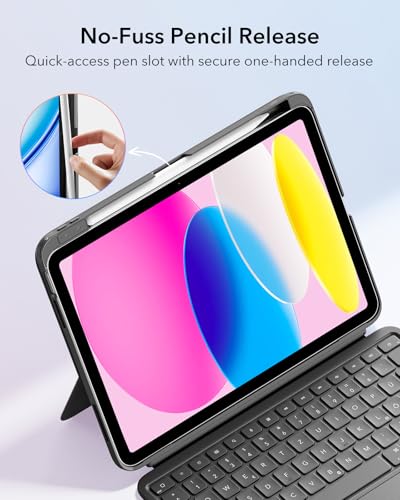 ESR iPad 11 (A16) 2025/10 Generation Flex Hülle mit Tastatur, ultraleichte magnetische abnehmbare Keyboard für iPad 10.9\ mit Schreib- und Ansichtsmodi, großes Präzisions-Trackpad, Dunkelgrau