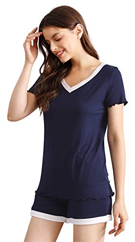 Image of WiWi Viscose from Bamboo Pajamas Set for Women Super Soft Short Sleeve Cooling Summer Plus Size Pjs Sets Sleepwear S-4X