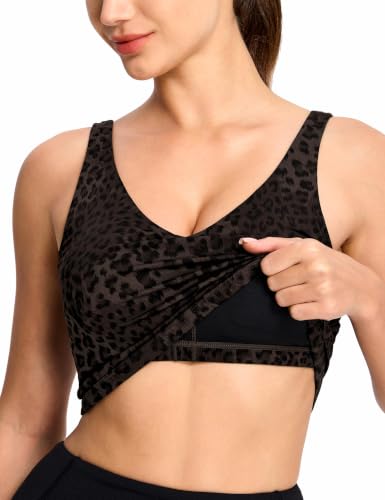 Image of THE GYM PEOPLE Womens' Sports Bra Longline Wirefree Padded with Medium Support
