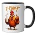 F-Caw-F Rooster Meme Funny Chicken Humor Joke F CAW F Coffee Ceramic Mug, Black/White