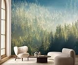 PYFFYP- Green Forest and Mountains Wallpaper Wall murals for Living Room(Not Peel and Stick)