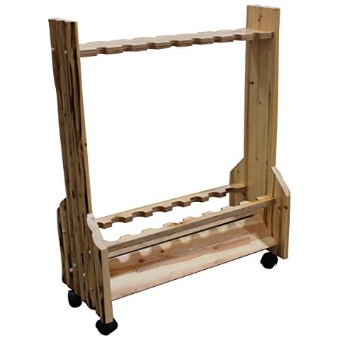 Rush Creek Creations | Double-Sided Fishing Rod Holder for 16 Saltwater/Freshwater Fishing Rods, Fishing Pole Holder for Garage Organization and Room Storage, for Fishing Gear and Fishing Accessories Cover