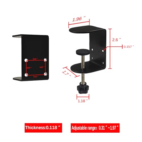Image of Small C Clamps 2 Inch with 4 Small Holes in the Back, 2-Pack Adjustable Desk C-Clamp for Range 0.39 inch~2 inch, Versatile Clamp for Brake, Parts Assembly, Fastening, Welding, Woodwork, Metal Work