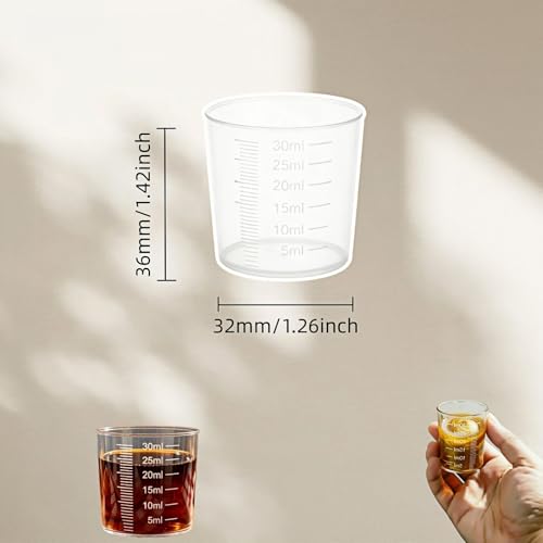 Vasos medidores plásticos 30 ml transparentes pack x10 miniatura 3