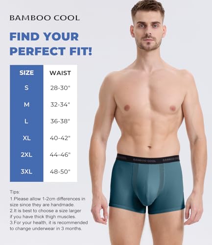 BAMBOO COOL Men\'s Trunks with U-Mesh Vent - Breathable Viscose, Tag-Free, Anti Ride-Up Underwear for Men