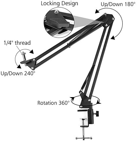 ChromLives Overhead Video Stand Phone Holder Articulating Arm Phone Mount Table Top Scissor Boom Arm Articulating Phone Stand Phone Holder for Streaming Phone Baking Crafting Videos