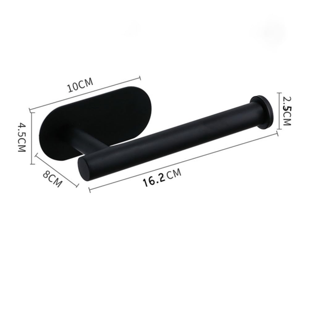 Portarrollos de papel higiénico adhesivo de acero inoxidable – Toallero de cocina montado en la pared y dispensador de servilletas negro – Organizador de pañuelos que ahorra espacio para baño y cocina