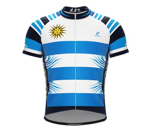 ScudoPro Country Uruguay Short Sleeve Cycling Jersey for Men - Size L Multi-Colored