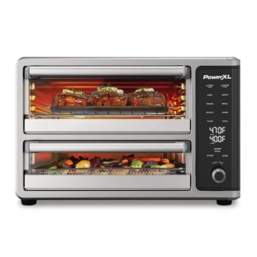PowerXL SmartSynx Dual Door Oven, 8 Quick-Touch Cooking Presets including Air Fry, Toast, Bake, Broil, Reheat and More, Cook 2 Different Foods at the Same Time, Large Capacity & Adjustable Temperature