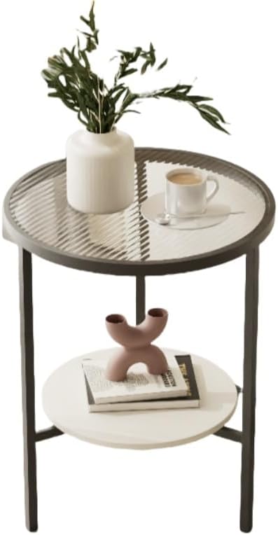 WAJA 丸 ガラス サイド センターテーブル ロー リビング 御洒落 ラウンド 頑丈 組み立て簡単 コーヒーテーブル 円型 北欧風