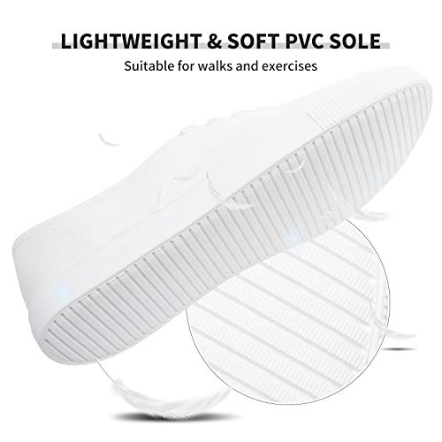 Women's Canvas Shoes Fashion Sneakers White Tennis Shoes Casual Slip On Shoes Floral Embroidered Low Top Sneakers(White Flower.us9) #TOP2