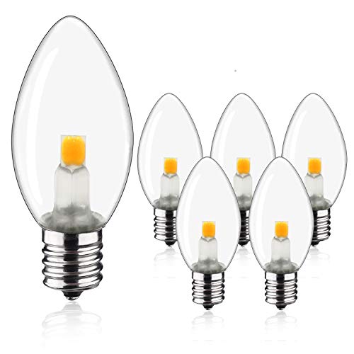 Ruiaotd C7 Candelabra Led Light Bulbs 0.6W Equivalent 15W Led E12 Candelabra Base Led Night Light Bulbs 2700K Warm White 45Lm Brightness Vintage Clear Glass Candle Led Light Bulbs Non-Dimmable 6 Pack #TOP1