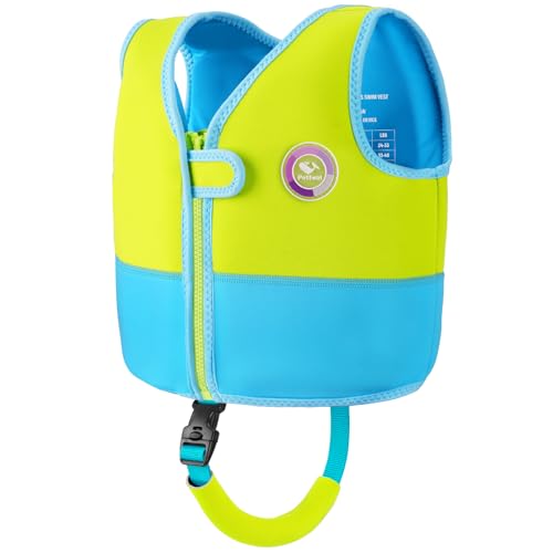 Pottwal Swim Vest for Kids - Swim Jacket for 1-2 Years (24-33LBS) - Buoyancy Aid Made of Neoprene & EPE - with Adjustable Crotch Strap Green Large