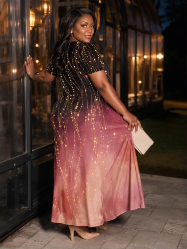 Image of PinkPatty Plus Size Dress for Women Casual Crew Neck Short Sleeve Maxi Dress Oversized Summer Beach Dresses with Pockets