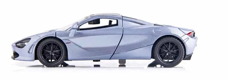 Image of Alloy Collectible Green McLaren 720s Toy Vehicle Pull Back DieCast Car Model with Lights and Sound-Grey