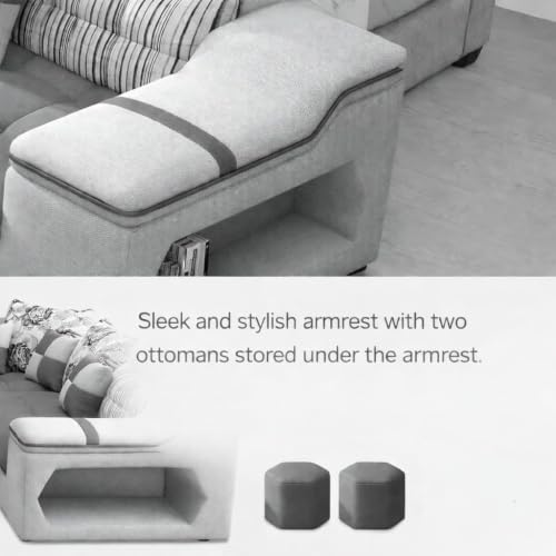 Image of Avion COMFORA U Shape 12 Seater Sofa Set for Living Room | Interchangeable U-Shaped Sectional Sofa Set with Cup Holder with 4 Puffy for Living Room & Office