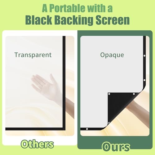 Image of Projection Screen, 4K Movie Projector Screen 16:9 HD Foldable Anti-Crease Portable Projector, Movies Screen for Home Theater Outdoor Indoor Support Double Sided Projection (120in Black)