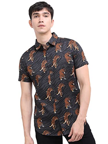 Image of KETCH Men Slim Fit Printed Half Sleeve Shirt
