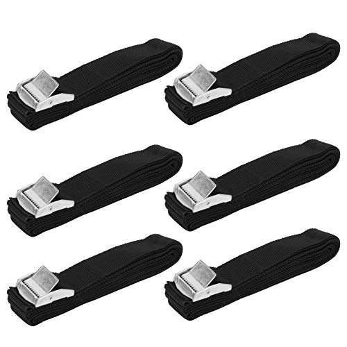 6pcs Heavy Duty, 6 Piece Zinc Alloy Buckle Strap Tie Fixing Nylon Tension Belt Lashing Straps Luggage Tightening Nylon Cable Set Black Tightening with Zinc Alloy Buckle for