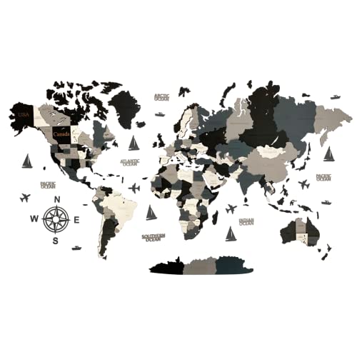 Mappa Del Mondo 3D In Legno Da Parete 150x85cm - Decorazione Per Viaggiatori - Foto 9
