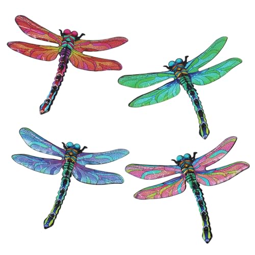 dreamskip Metal Dragonfly Wall Decor Art, 4 Pack Colorful Metal Dragonflies Outdoor Wall Art, Hand Painted Outdoor Wall Decor For Garden, Yard, Fence, Patio, Outside, Living Room Decoration