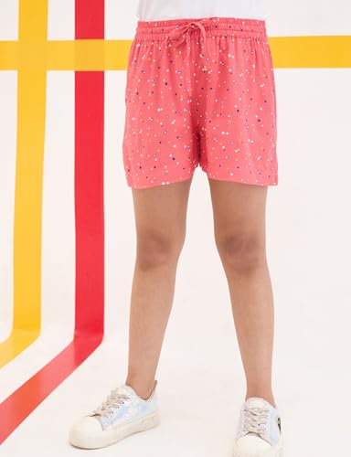 Image of Amazon Brand - Symbol Girls Flared Fit Printed Rayon Shorts | Elasticated Waistband | Age 2-14 Years